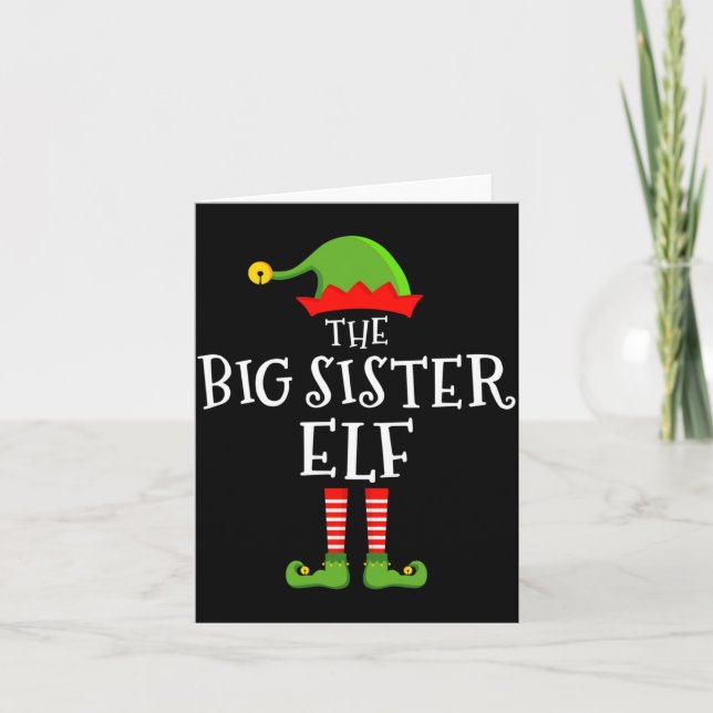 Tarjeta The Big Sister Elf Funny Christmas Matching Family (Anverso)