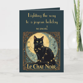 Tarjeta The Black Cat Fairy Lights On Festive Nights