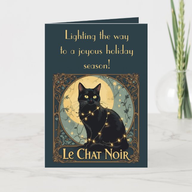 Tarjeta The Black Cat Fairy Lights On Festive Nights (Anverso)