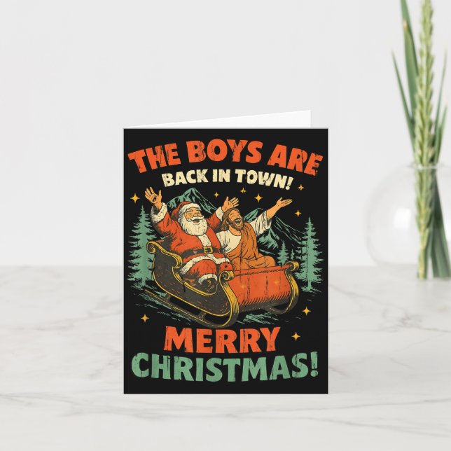 Tarjeta The Boys Are Back In Town Merry Christmas  (Anverso)