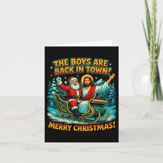 Tarjeta The Boys Are Back In Town Merry Christmas Design  (Anverso)