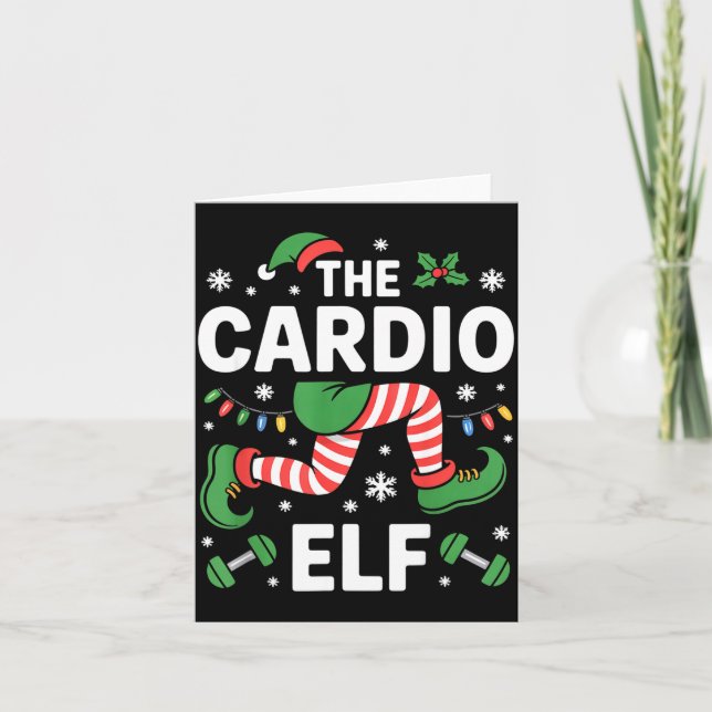 Tarjeta The Cardio Elf Funny Fitness Christmas Gym Workout (Anverso)