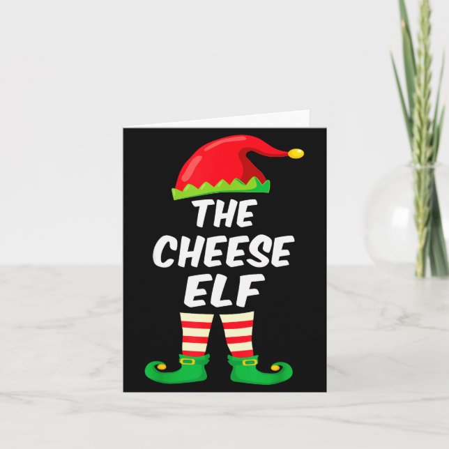 Tarjeta The Cheese Elf Family Matching Funny Christmas Cos (Anverso)