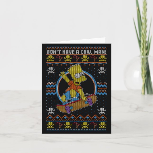 Tarjeta The Christmas Bart Don't Have A Cow Ugly Sweater  (Anverso)