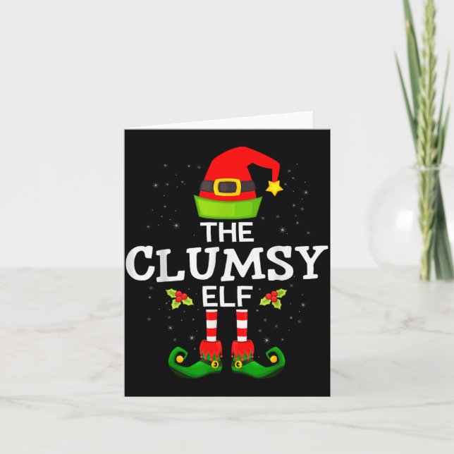 Tarjeta The Clumsy Elf Christmas Family Matching Pajama  (Anverso)