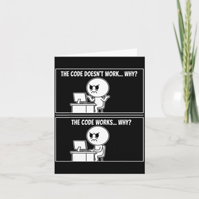 Tarjeta The Code Doesn't Work Funny Programmer Computer En (Anverso)
