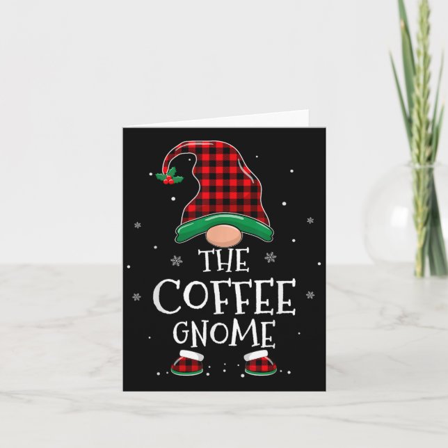 Tarjeta The Coffee Gnome Xmas Family Matching Plaid Christ (Anverso)