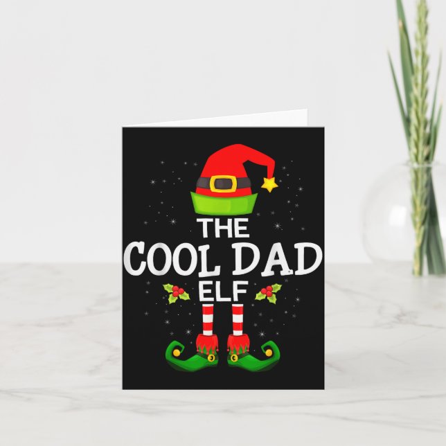 Tarjeta The Cool Dad Elf Christmas Family Matching Pajama  (Anverso)