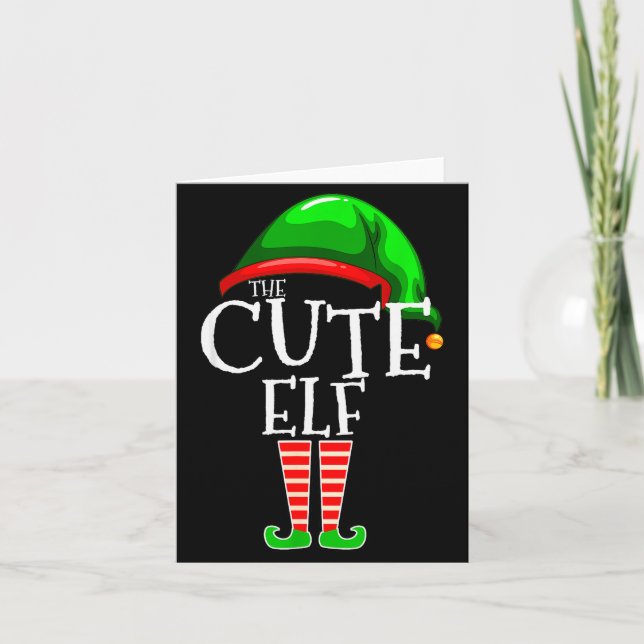 Tarjeta The Cute Elf Group Matching Family Christmas  (Anverso)