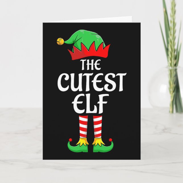 Tarjeta The Cutest Elf Xmas Matching Christmas Family Paja (Anverso)