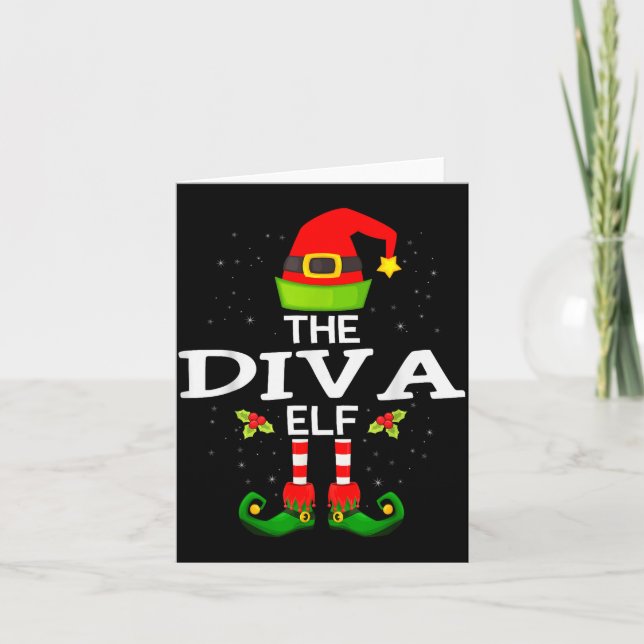 Tarjeta The Diva Elf Christmas Family Matching Pajama  (Anverso)