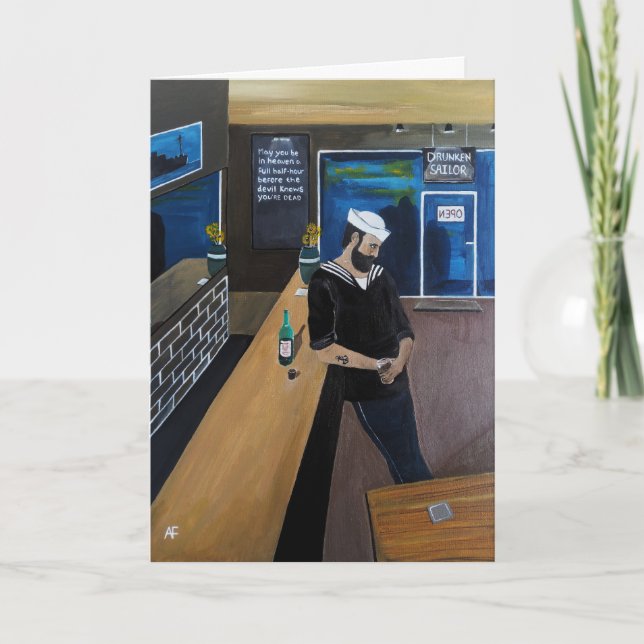 Tarjeta The Drunken Sailor Painting by Alfred Fox (Anverso)