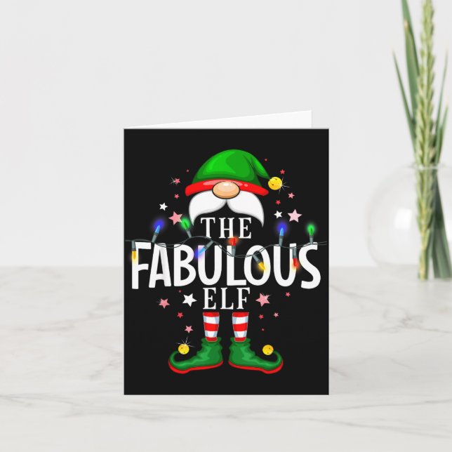Tarjeta The Fabulous Elf Christmas Family Pajama Party  (Anverso)