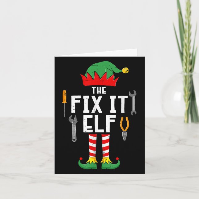 Tarjeta The Fix It Elf Christmas Family Matching Xmas Grou (Anverso)
