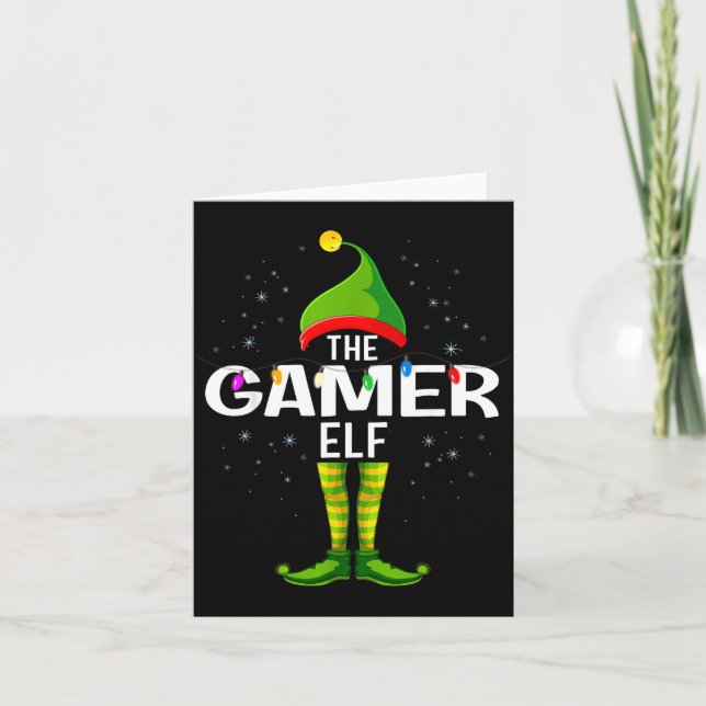 Tarjeta The Gamer Elf Christmas Group Family Pajama  (Anverso)