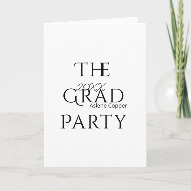 Tarjeta The grad party name 20XX bold letter graduatsimple (Anverso)