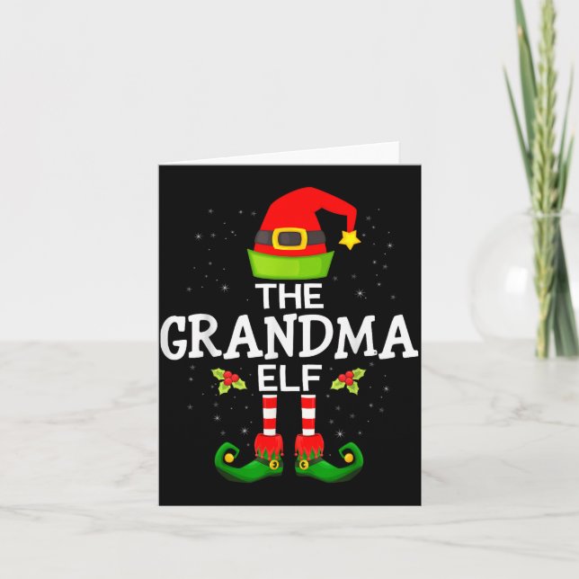 Tarjeta The Grandma Elf Christmas Family Matching Pajama  (Anverso)