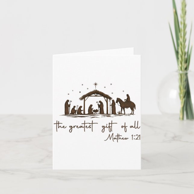 Tarjeta The Greatest Gift For All Christmas Nativity Jesus (Anverso)