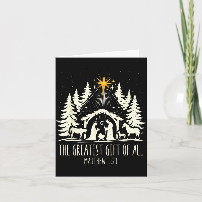 Tarjeta The Greatest Gift For All Christmas Nativity Jesus (Anverso)