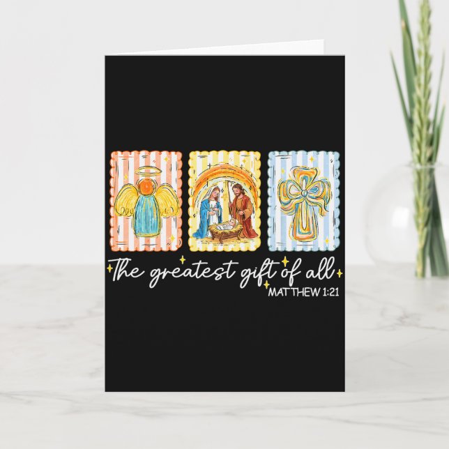 Tarjeta The Greatest Gift For All Christmas Nativity Jesus (Anverso)