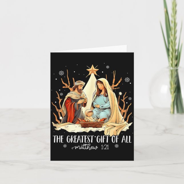 Tarjeta The Greatest Gift For All Christmas Nativity Jesus (Anverso)