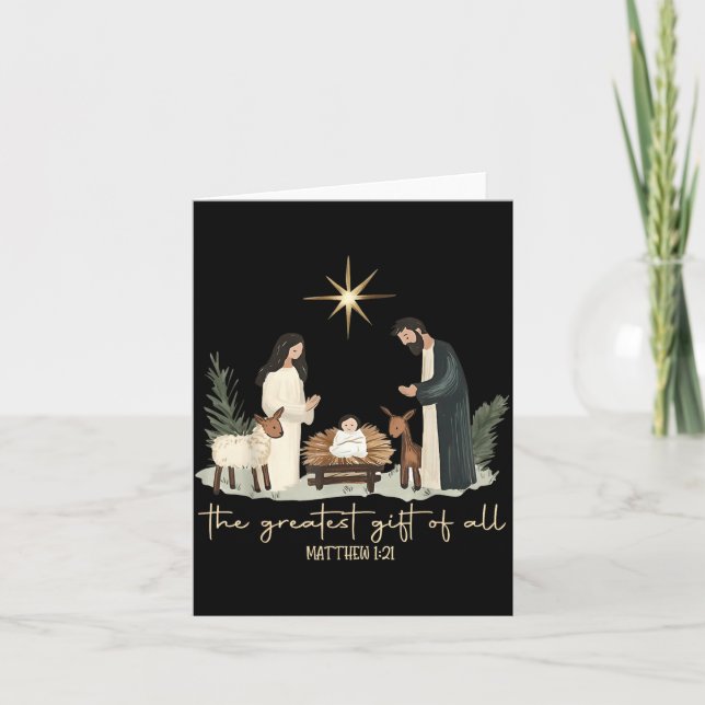 Tarjeta The Greatest Gift Of All Jesus Christian Holiday C (Anverso)