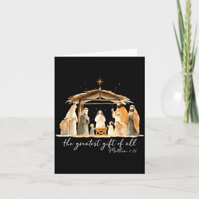 Tarjeta The Greatest Gift Of All Nativity Scene Christian  (Anverso)