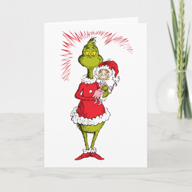 Tarjeta The Grinch Holds Cindy Lou Who (Anverso)