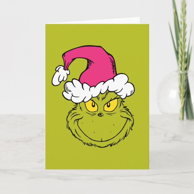 Tarjeta The Grinch in Pink Santa Hat (Anverso)
