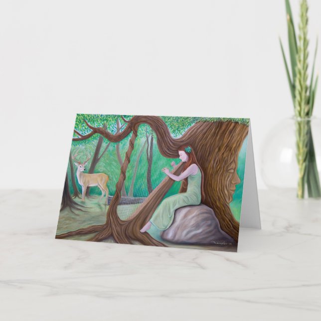 Tarjeta "The Harpist and the Tree" Greeting Card (Anverso)