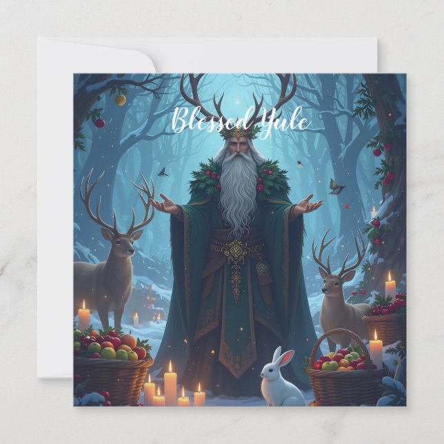 Tarjeta The Holly King welcomes in Yule flat (Anverso)
