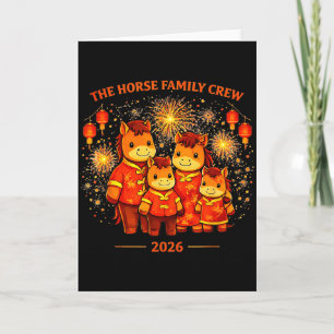 Tarjeta The Horse Family Crew 2026 Año Nuevo Lunar Coincid