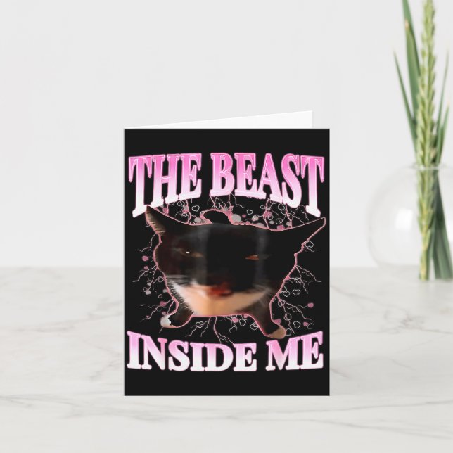 Tarjeta The Inside Me Funny Cat Humor Cute Silly Cat Meme  (Anverso)