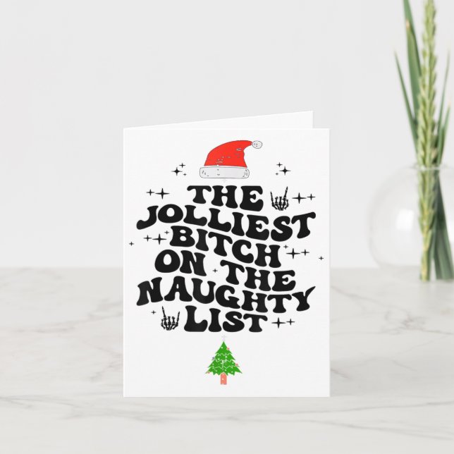 Tarjeta The Jolliest On The Naughty List Funny Christmas  (Anverso)