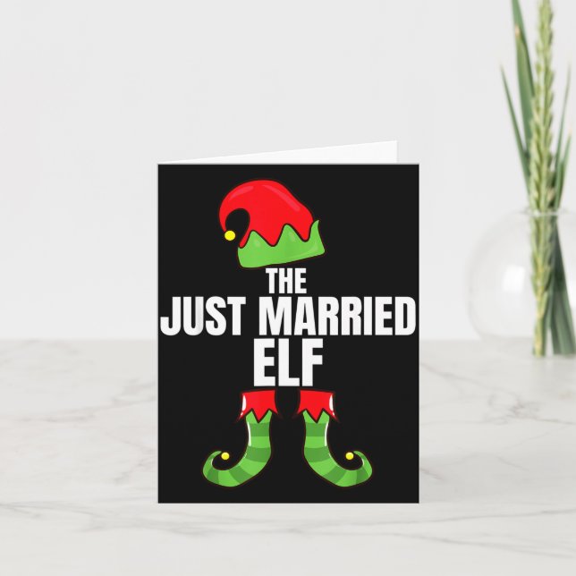 Tarjeta The Just Married Elf Matching Family Christmas Gro (Anverso)