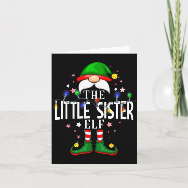 Tarjeta The Little Sister Elf Christmas Family Pajama Part (Anverso)