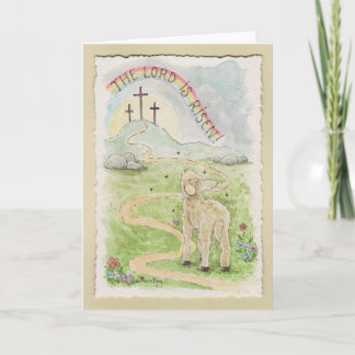 Tarjeta The Lord Is Risen Easter Card with Lamb