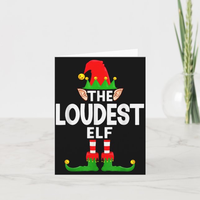 Tarjeta The Loudest Elf Family Christmas Pajama Party  (Anverso)