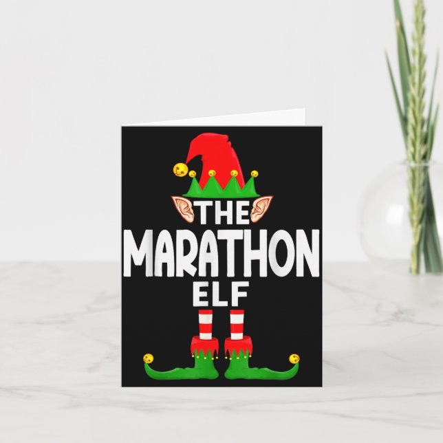 Tarjeta The Marathon Elf Family Christmas Pajama Party  (Anverso)