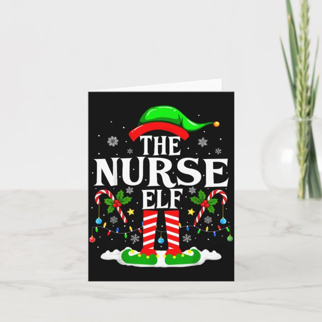 Tarjeta The Nurse Elf Christmas Nursing Funny Rn Christmas (Anverso)