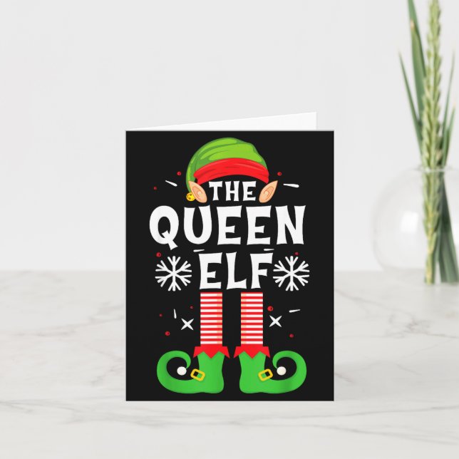 Tarjeta The Queen Elf Christmas Family Matching Pajamas Qu (Anverso)