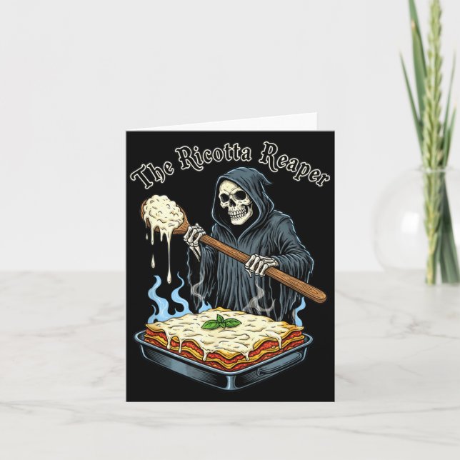 Tarjeta The Ricotta Reaper Funny Italian Halloween Lasagna (Anverso)