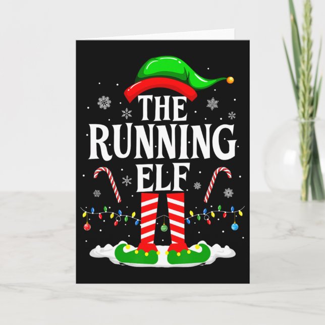 Tarjeta The Running Elf Xmas Running Funny Runner Christma (Anverso)