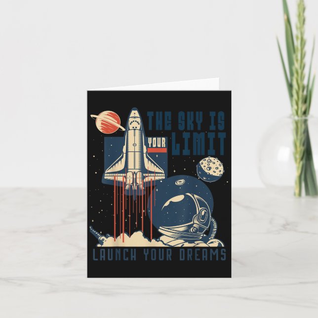 Tarjeta The Sky Is Your Limit Space Rocket Shuttle Motivat (Anverso)