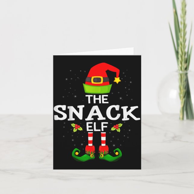 Tarjeta The Snack Elf Christmas Family Matching Pajama  (Anverso)