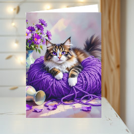 Tarjeta The Sweetest Cat Themed  Birthday Card for Her