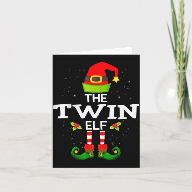 Tarjeta The Twin Elf Christmas Family Matching Pajama  (Anverso)