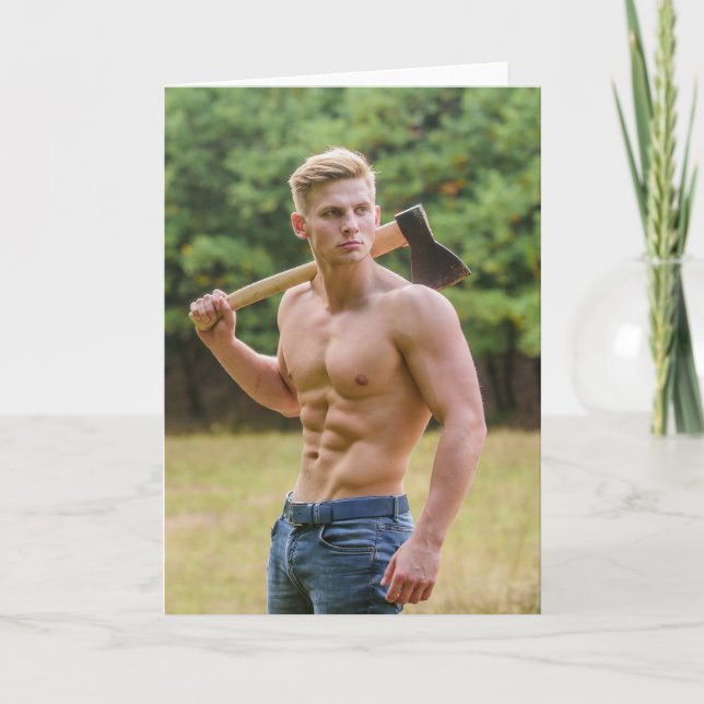 Tarjeta The Woodsman Hot Guy Greetings Card (Anverso)