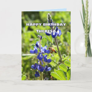 Tarjeta Theresa Texas Bluebonnet Happy Birday