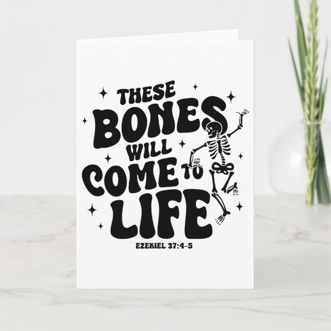 Tarjeta These Bones Will Come To Life Dancing Skeleton Chr (Anverso)